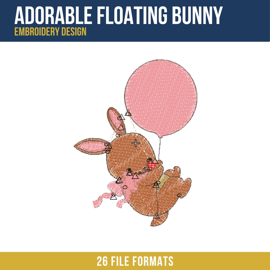 Adorable Floating Bunny Embroidery Design