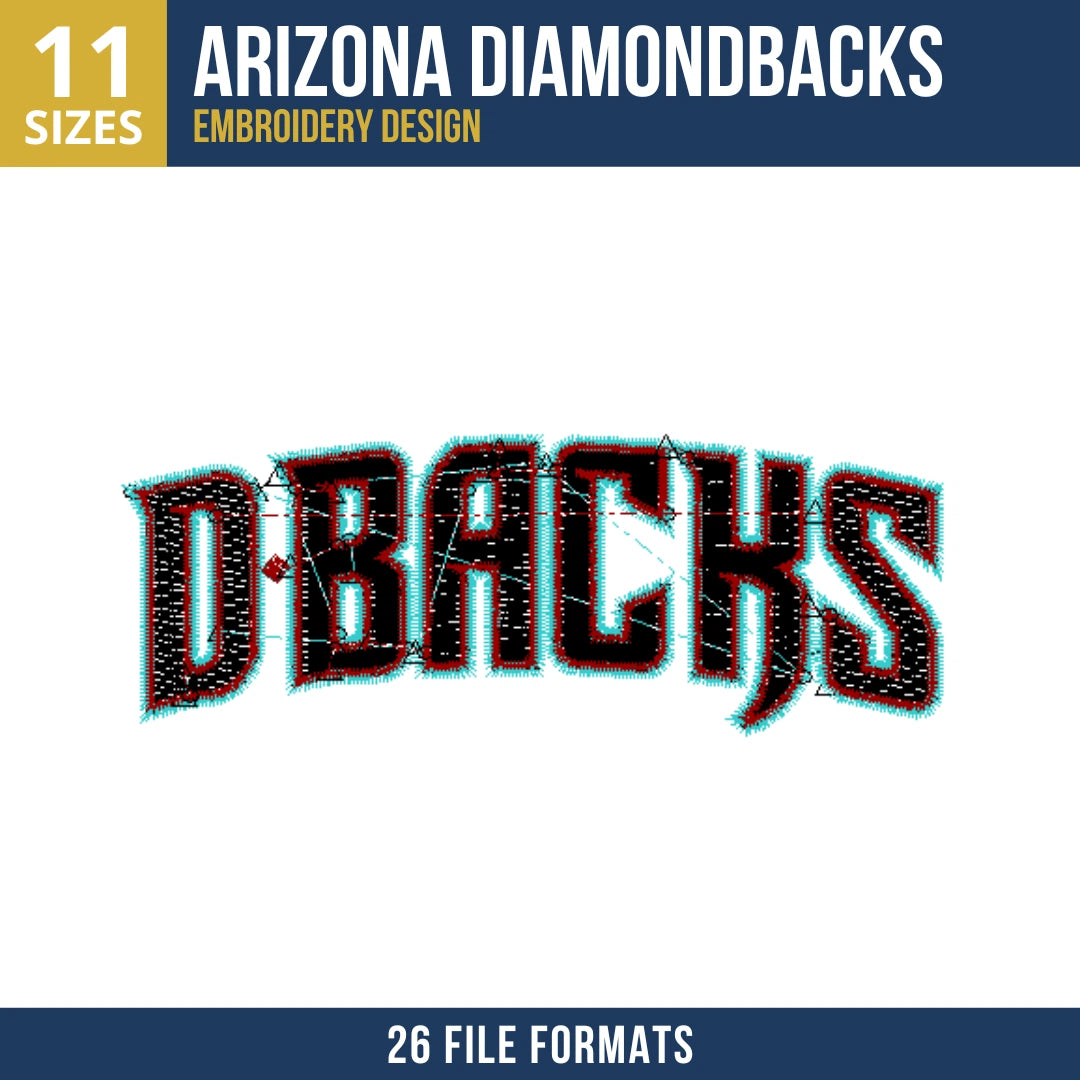 Arizona Diamondbacks D-Backs Wordmark Embroidery Design
