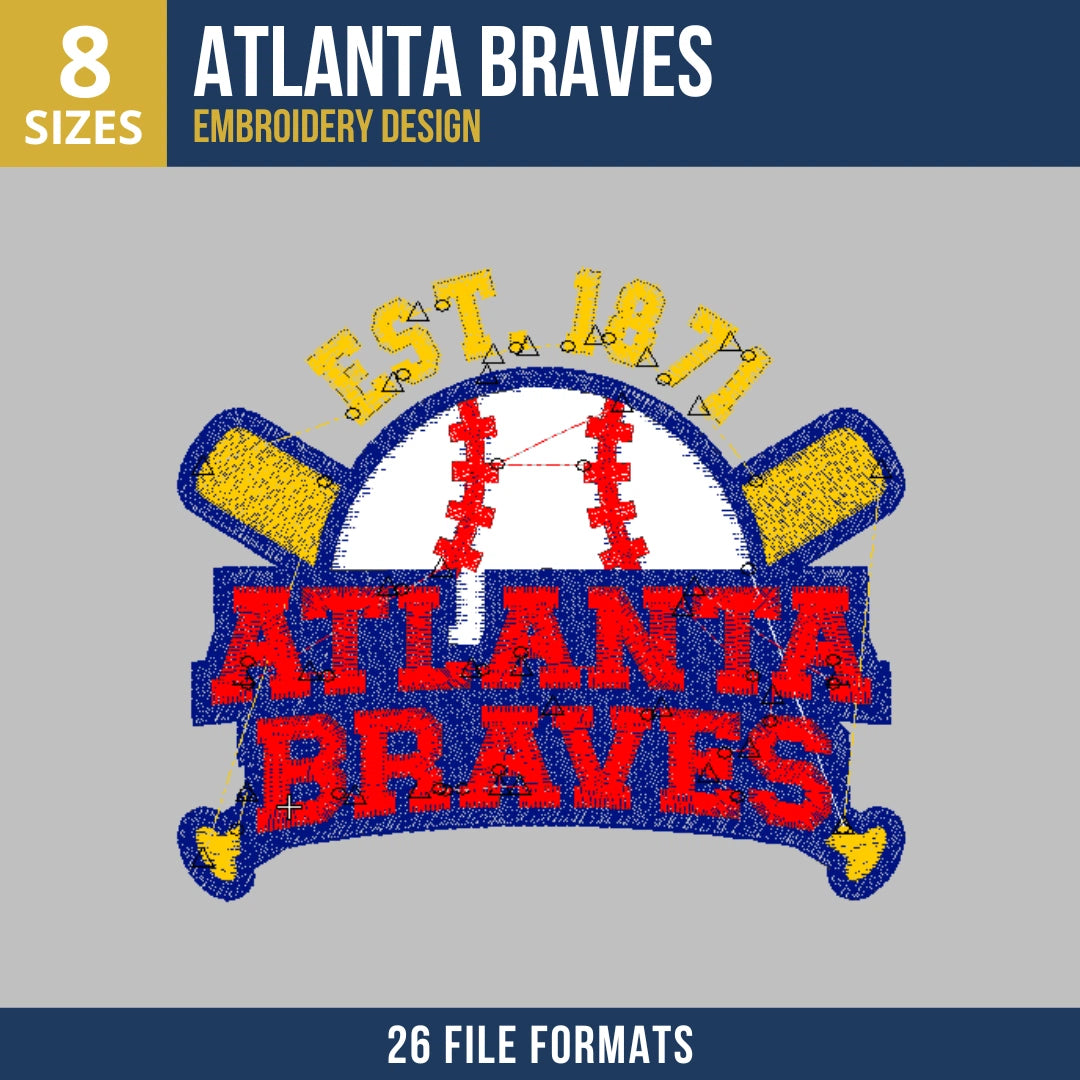 Atlanta Braves EST. 1871 Crossed Bats Badge Embroidery Design