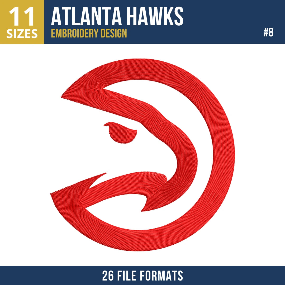 Atlanta Hawks Embroidery Bundle - 12 Machine Embroidery Designs