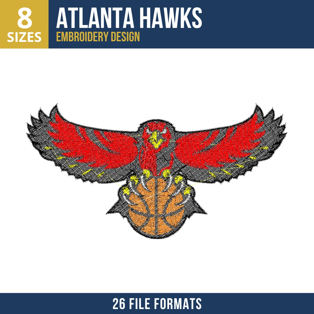 Atlanta Hawks Full Wingspan Hawk Embroidery Design