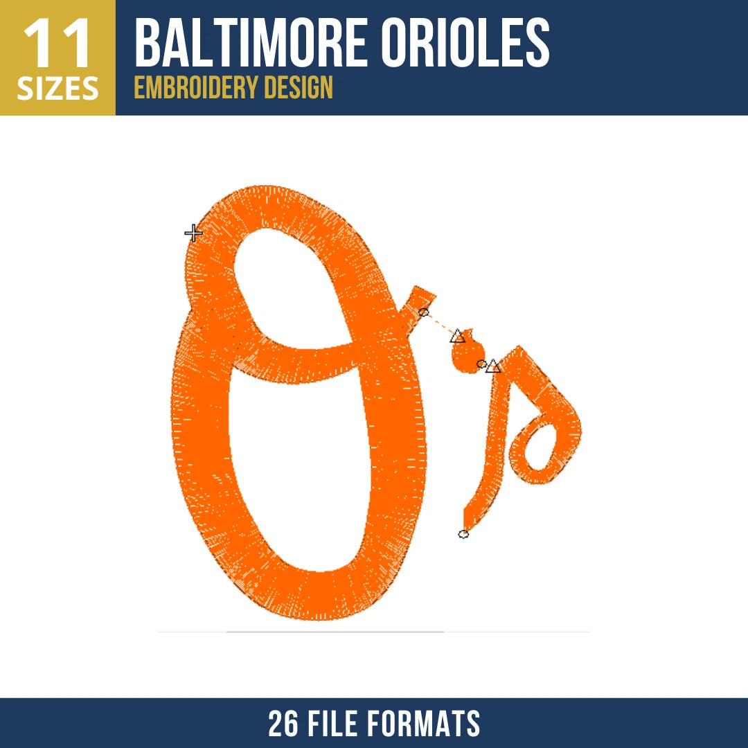 Baltimore Orioles O's Script Monogram Embroidery Design