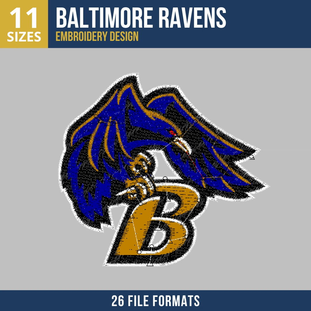 Baltimore Ravens Full Body Logo Football Embroidery Design