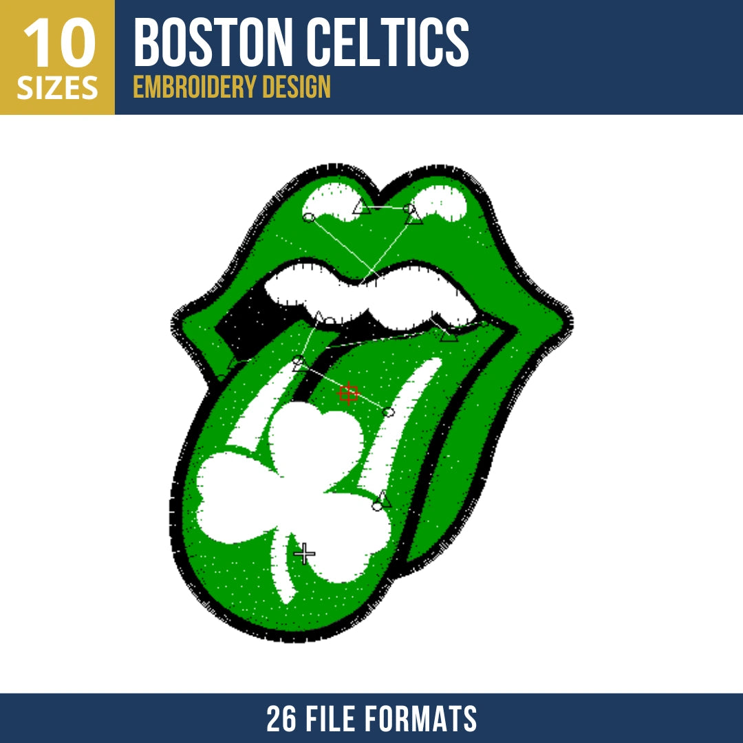 Boston Celtics Tongue and Lips Embroidery Design