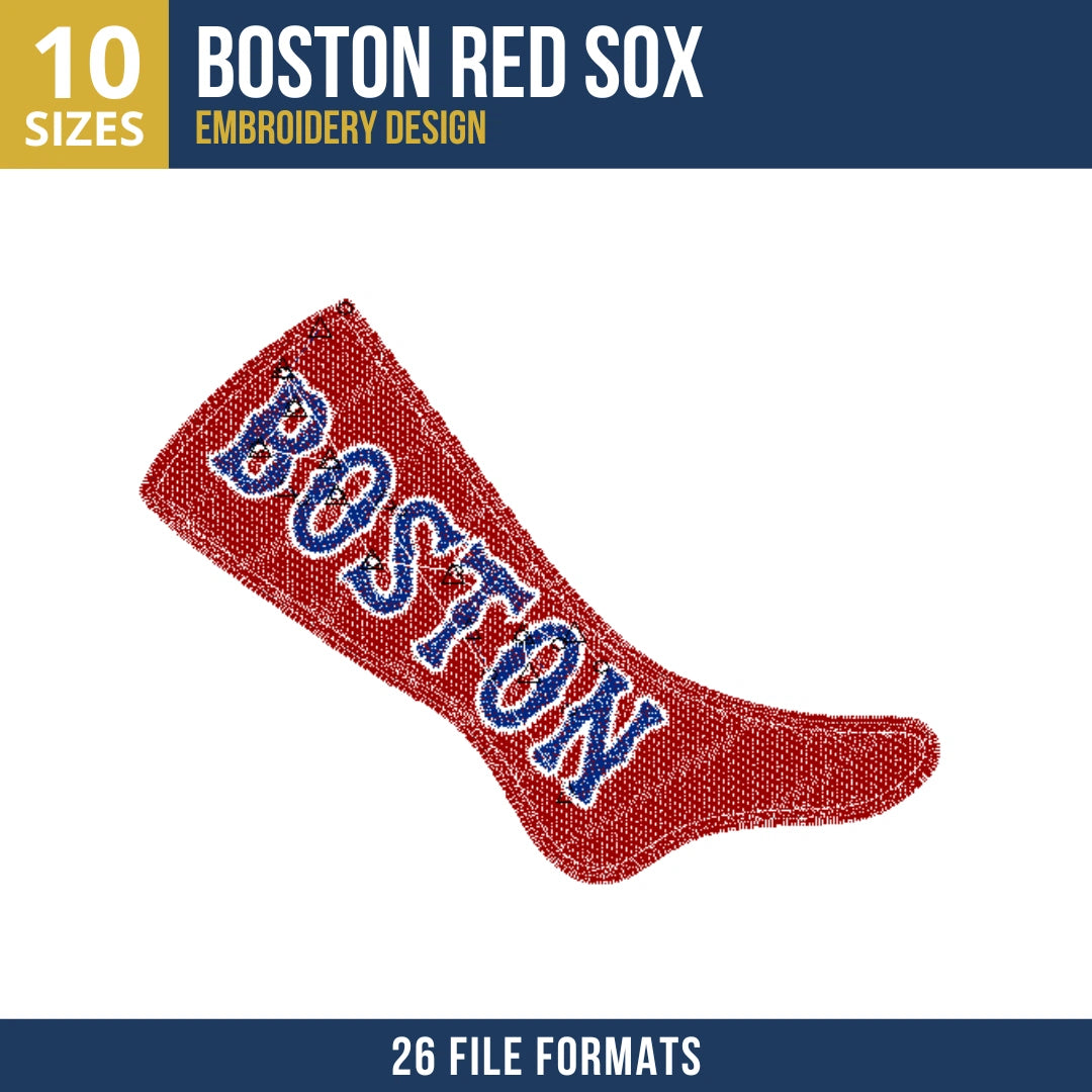 Boston Red Sox Red Sock Shape Embroidery Design