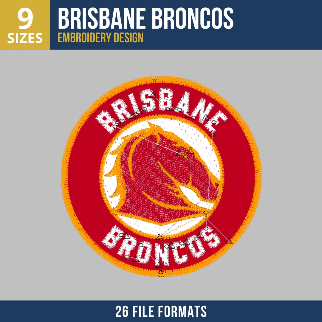 Brisbane Broncos Circle Badge Embroidery Design