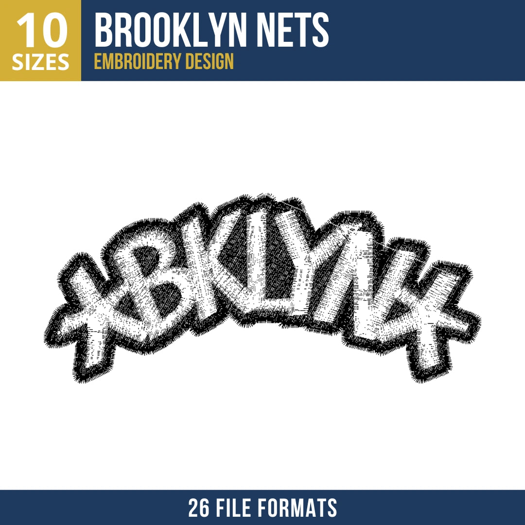 Brooklyn Nets BKLYN Graffiti Wordmark Embroidery Design