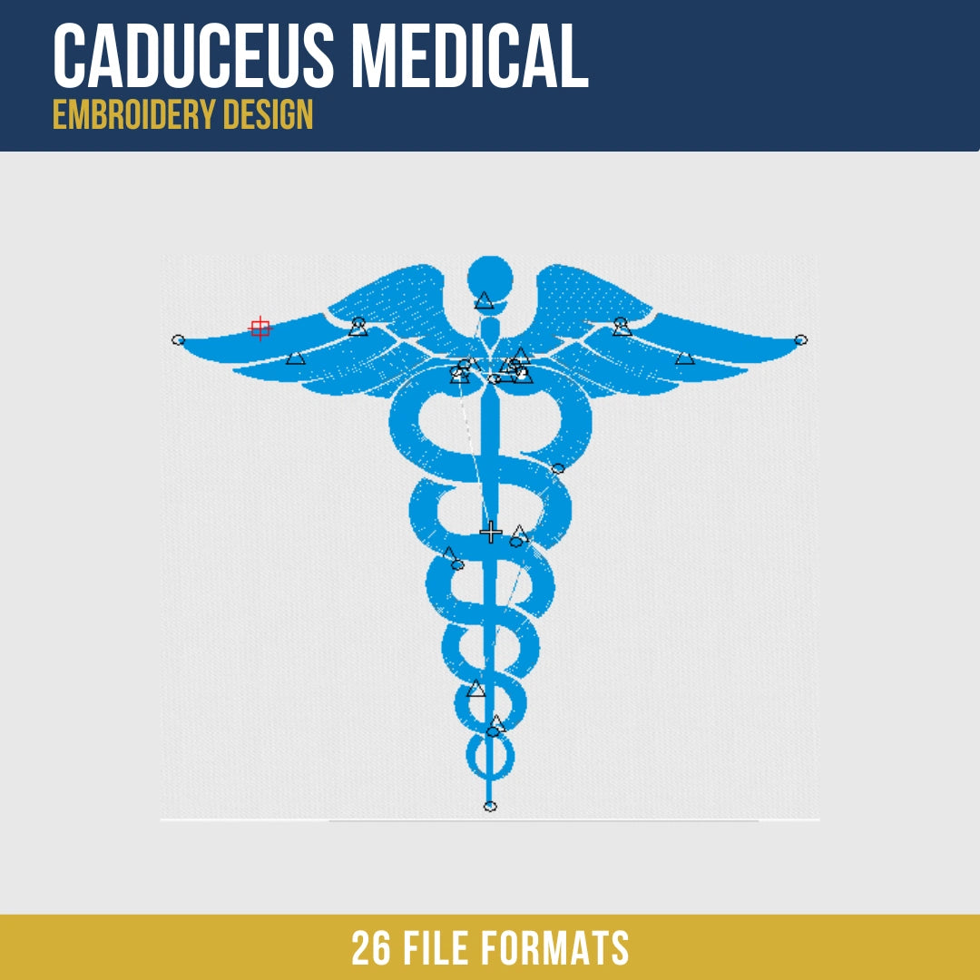 Caduceus Medical Embroidery Design