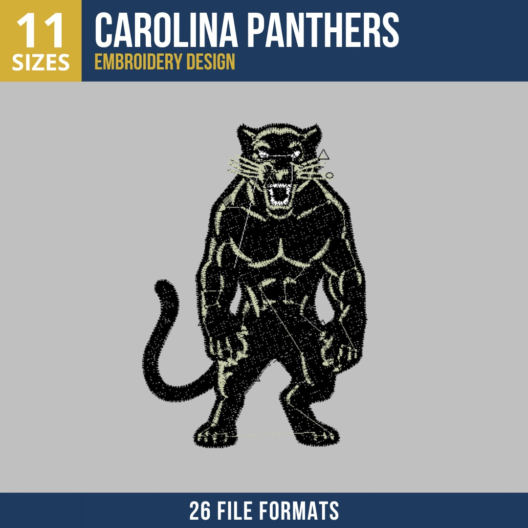 Carolina Panthers Standing Panther Mascot Embroidery Design