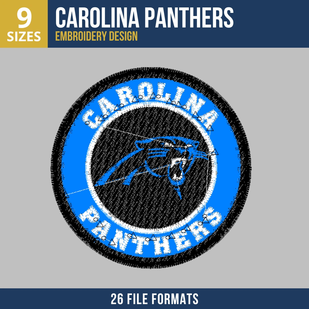 Carolina Panthers Circle Badge Embroidery Design