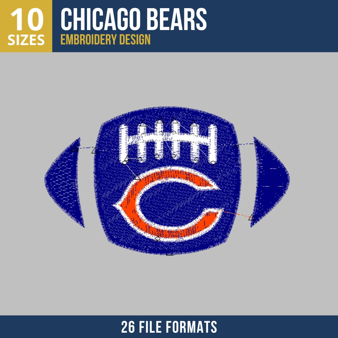 Chicago Bears Football Logo Embroidery Design