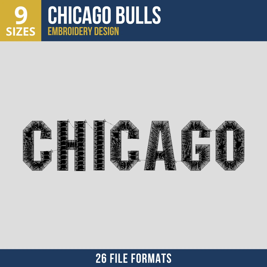 Chicago Bulls Chicago Wordmark Embroidery Design