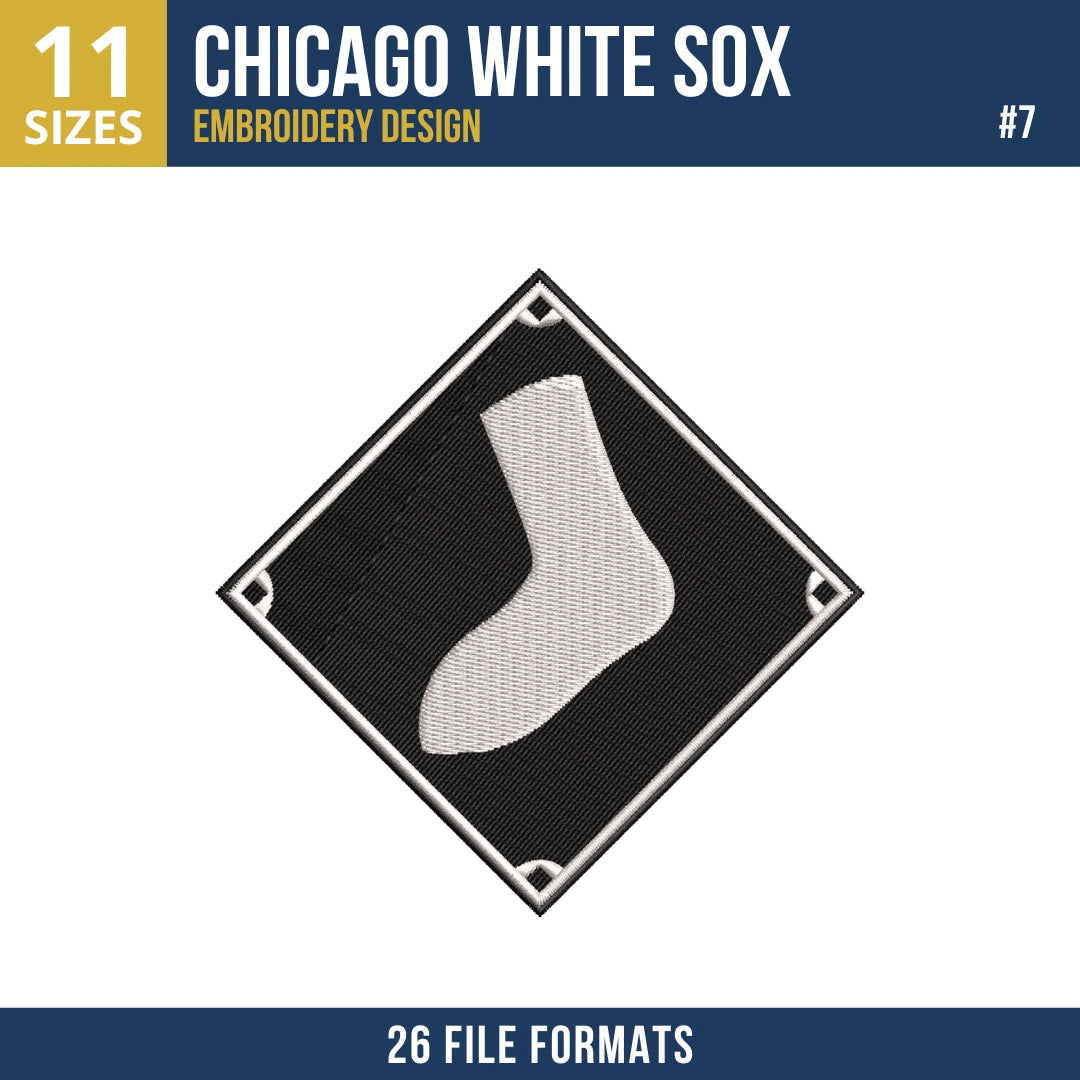 Chicago White Sox Embroidery Design Bundle – 7 MLB Designs, 26 Formats
