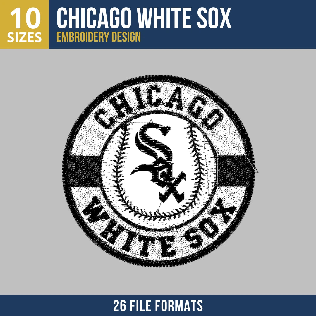 Chicago White Sox Circle Badge Embroidery Design