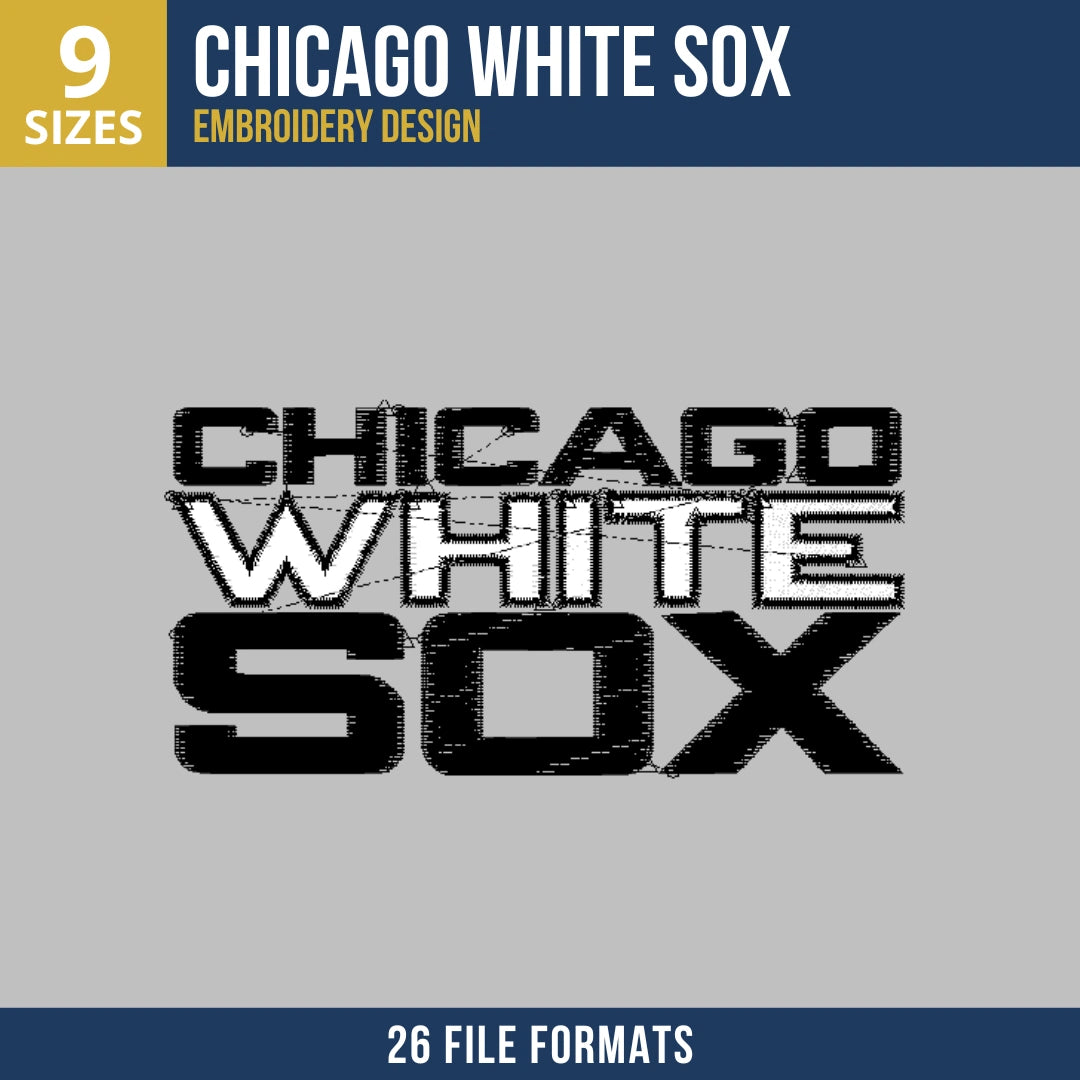 Chicago White Sox Three-Row Wordmark Embroidery Design