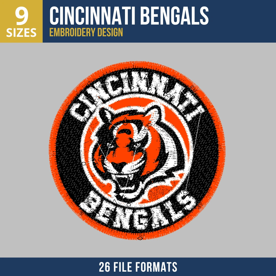 Cincinnati Bengals Circle Badge Embroidery Design