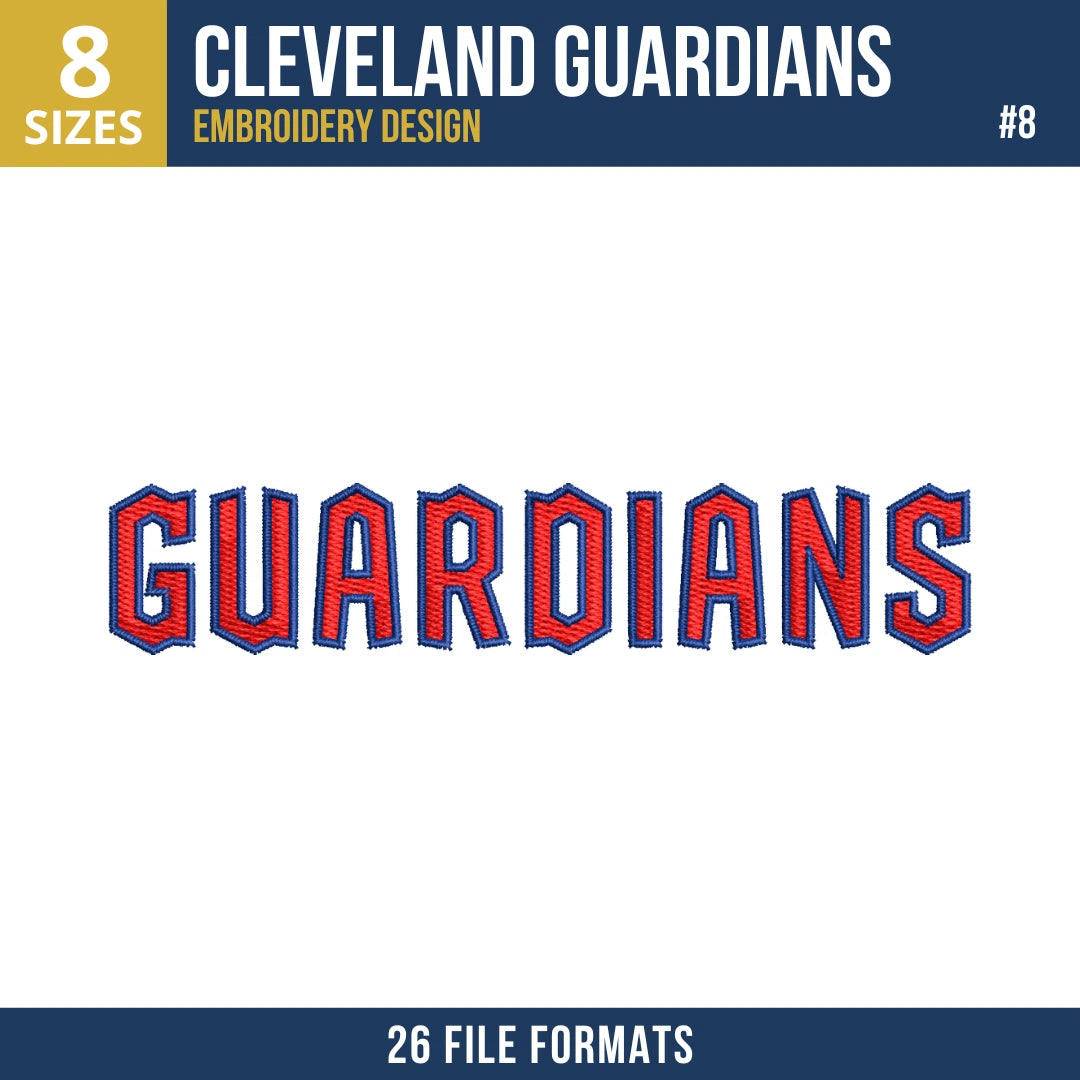 Cleveland Guardians Embroidery Design Bundle | 8 MLB Designs