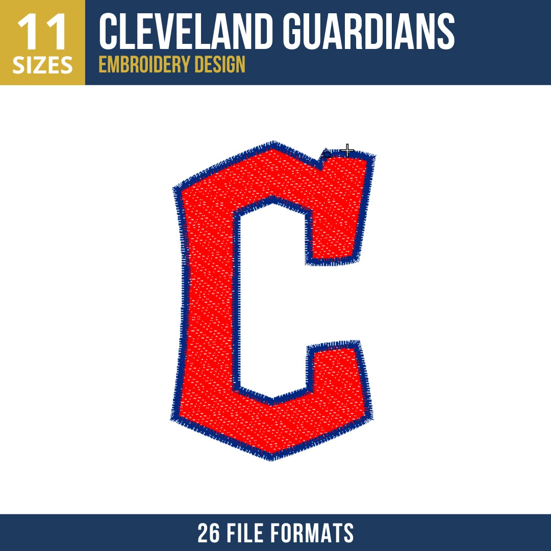 Cleveland Guardians C Logo Embroidery Design