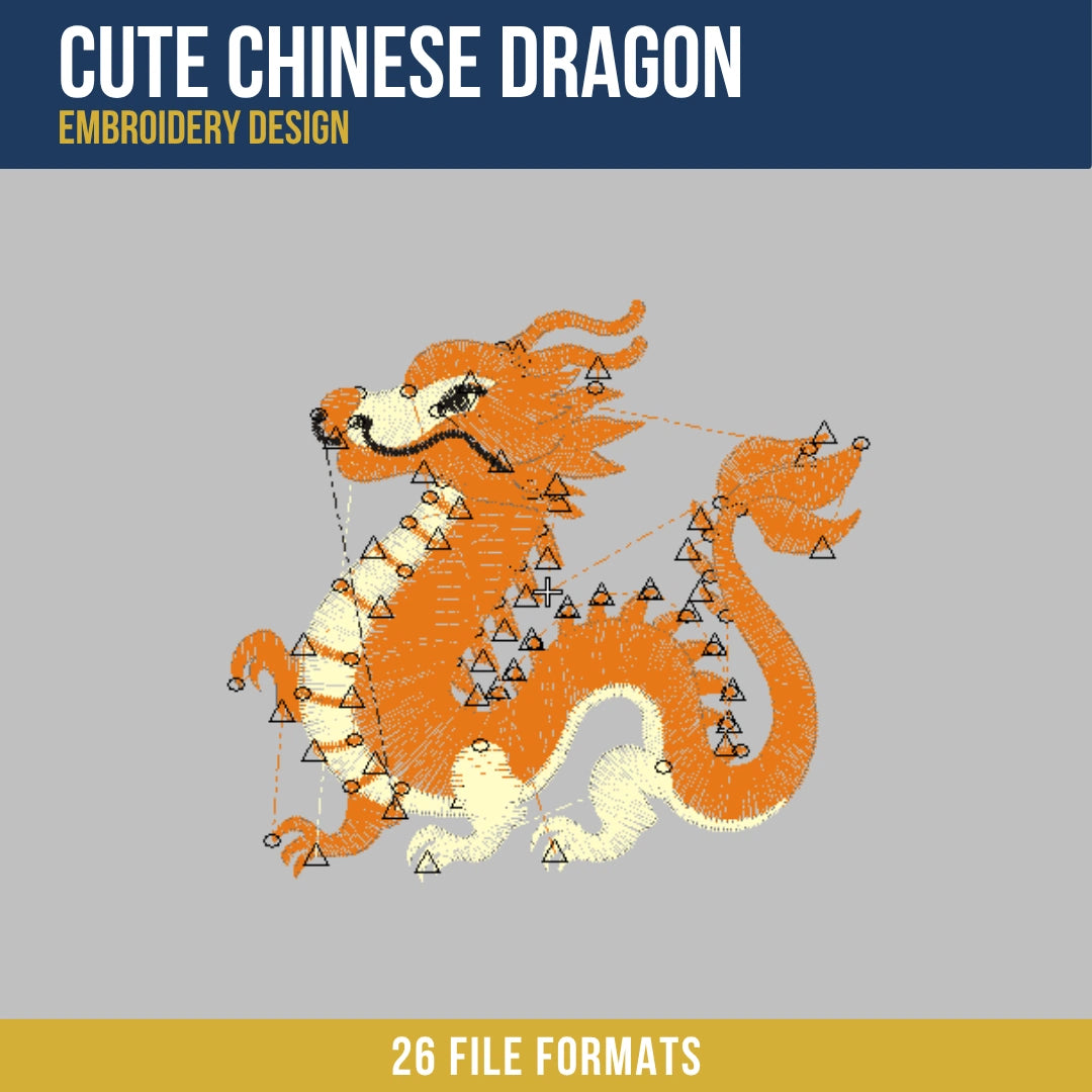 Cute Chinese Dragon Embroidery Design