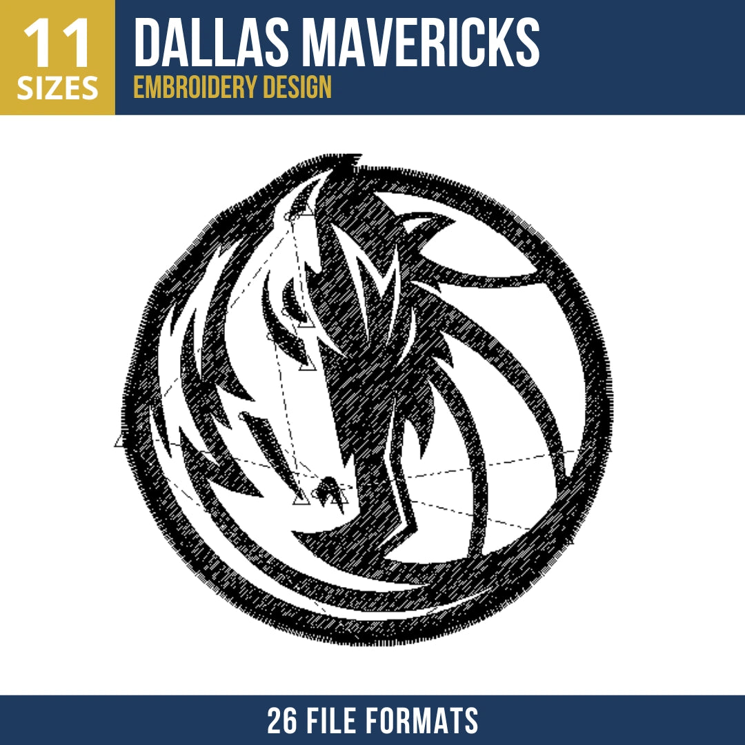 Dallas Mavericks Monochrome Horse Logo Embroidery Design
