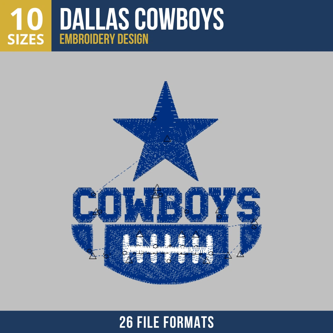 Dallas Cowboys Star Football Badge Embroidery Design