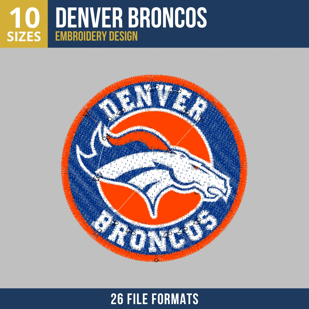Denver Broncos Circle Badge Embroidery Design