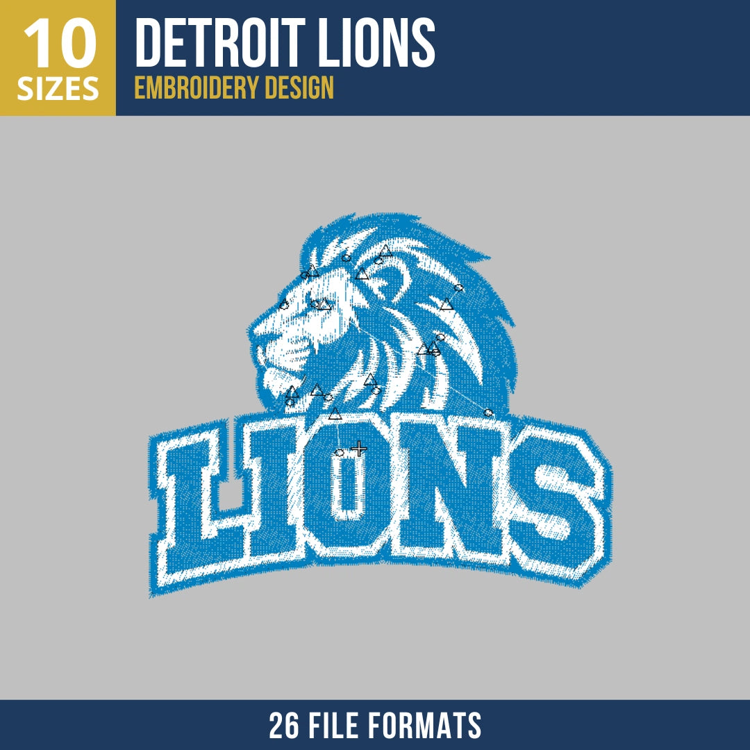 Detroit Lions Head Mascot Embroidery Design