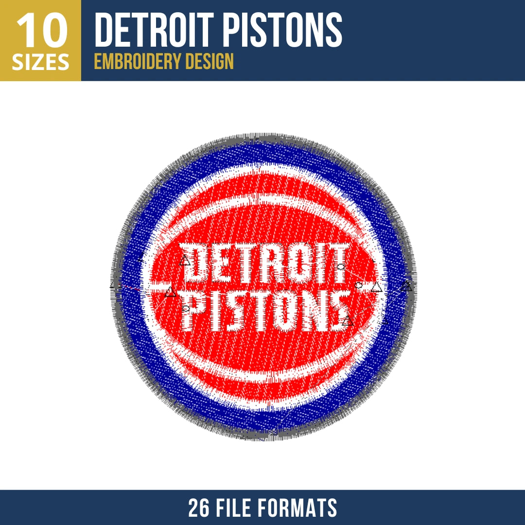 Detroit Pistons Circular Basketball Embroidery Design