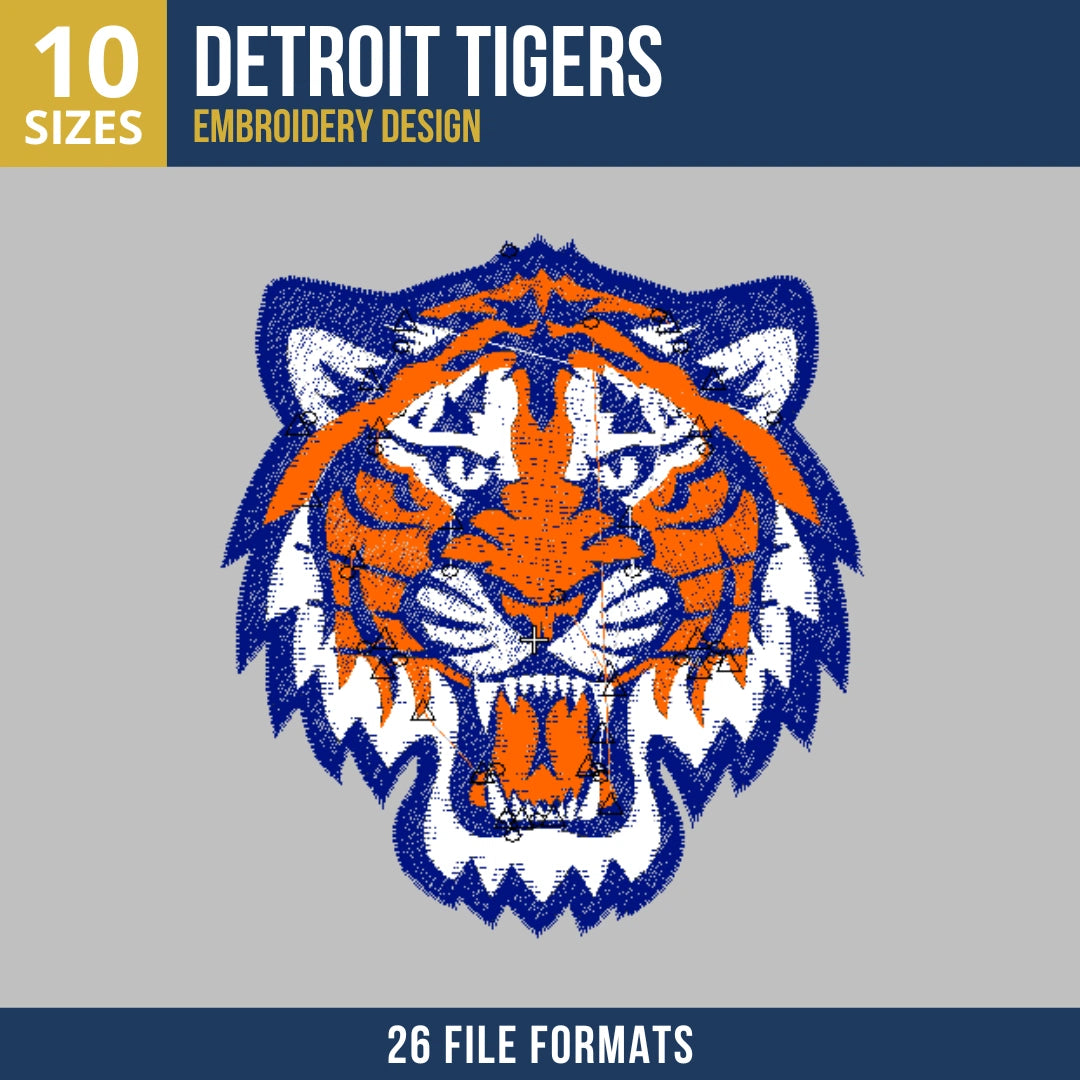 Detroit Tigers Face Logo Embroidery Design