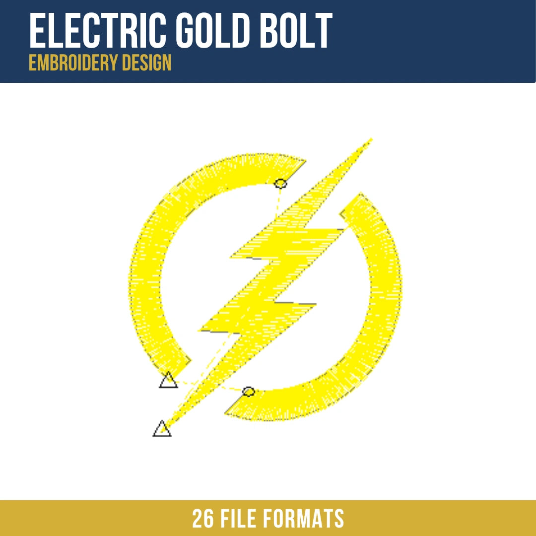 Electric Gold Bolt Embroidery Design