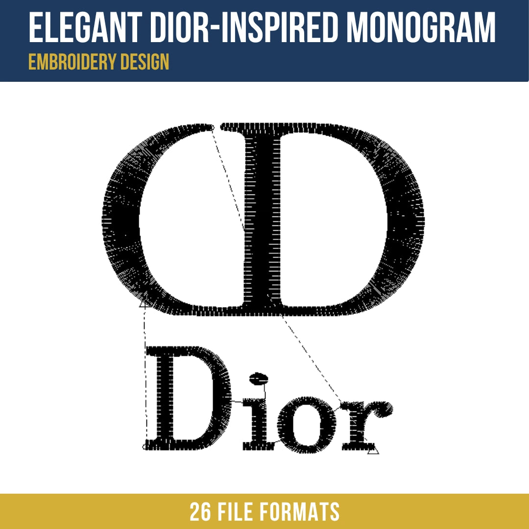 Elegant Dior-Inspired Monogram Embroidery Design