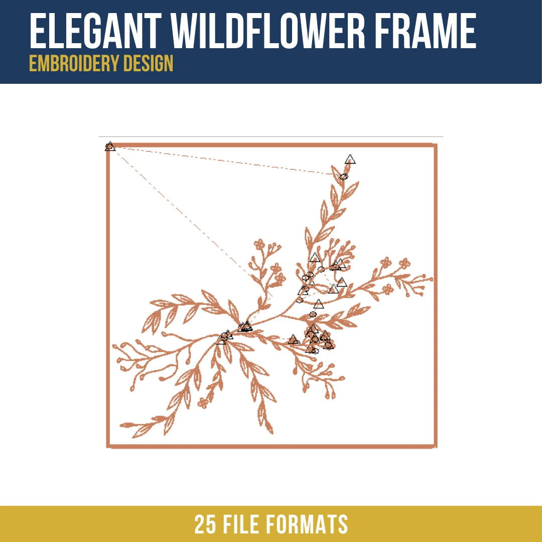 Elegant Wildflower Frame Embroidery Design