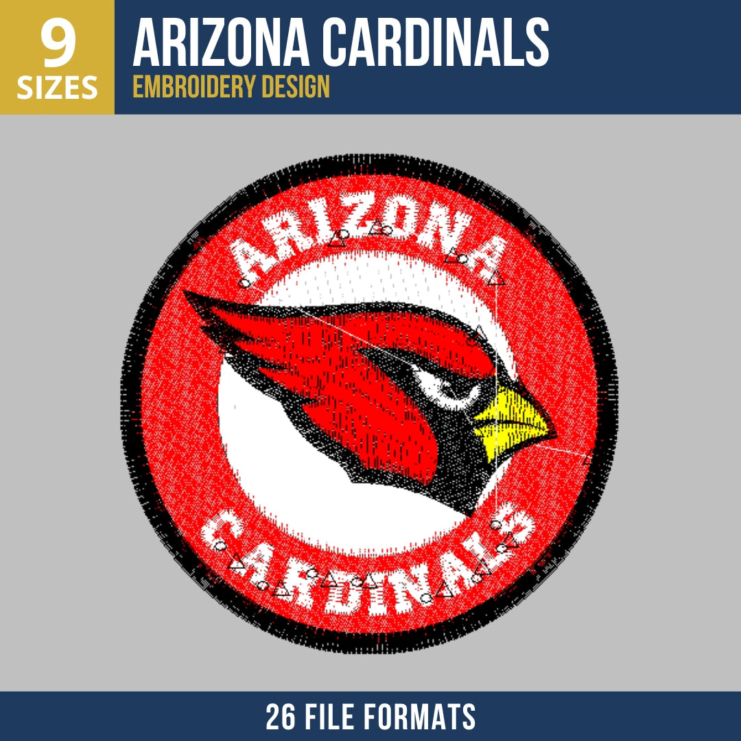 Arizona Cardinals Round Emblem Football Embroidery Design