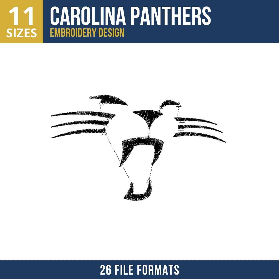 Carolina Panthers Minimal Face Outline Embroidery Design