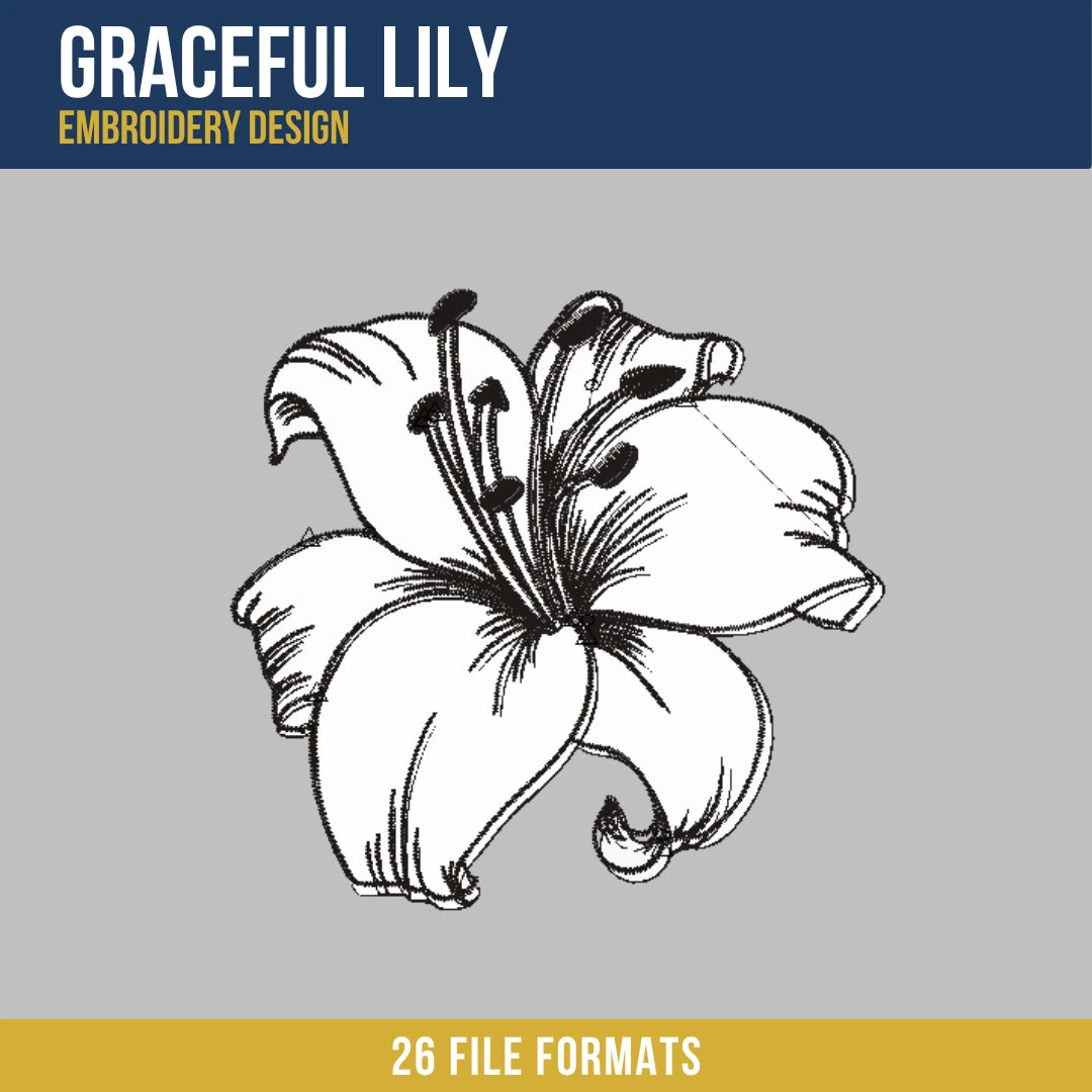 Graceful Lily Embroidery Design