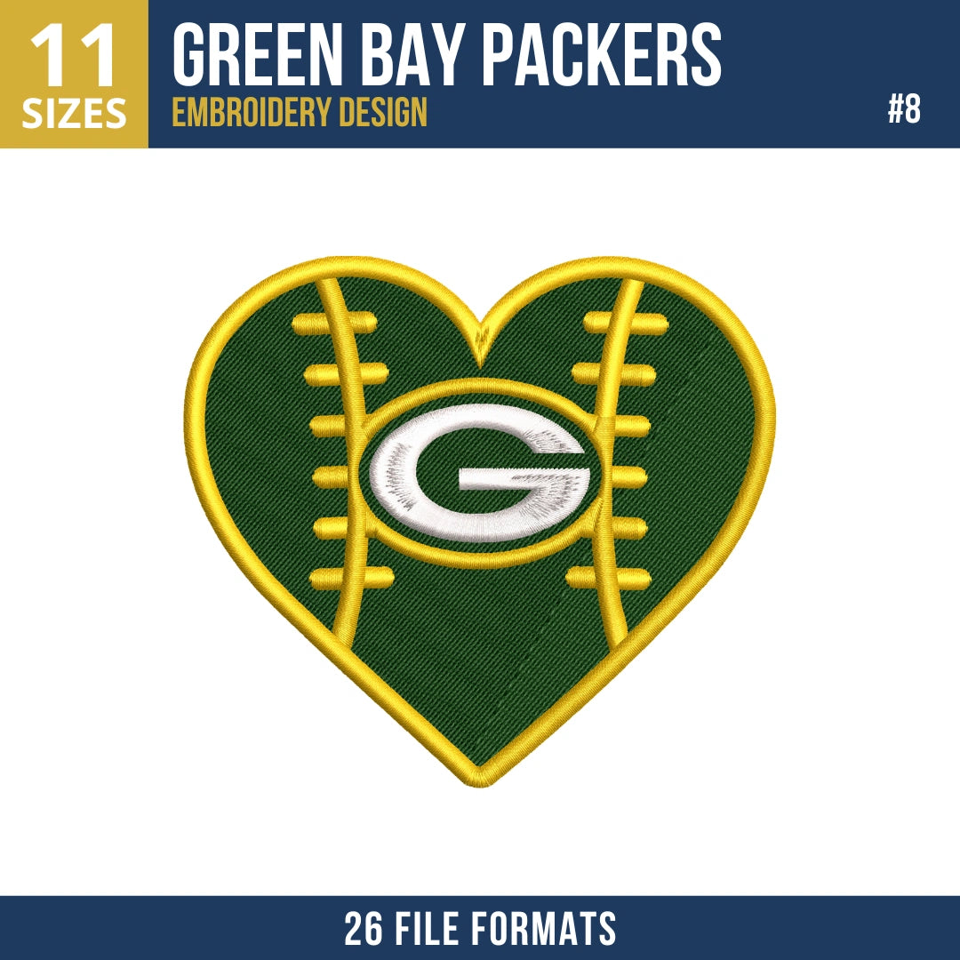 Green Bay Packers Embroidery Bundle 8 Designs
