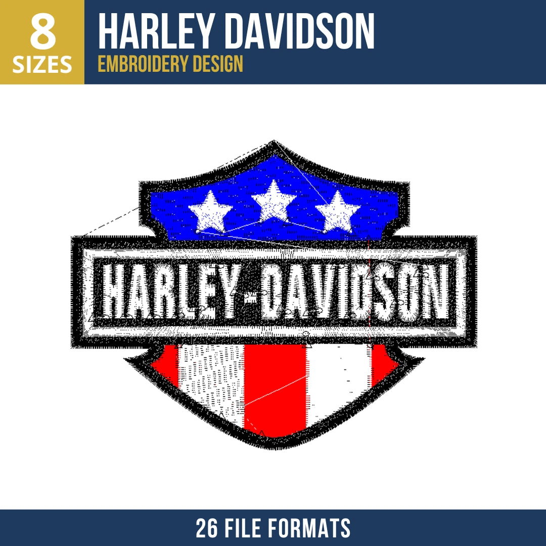 Harley-Davidson Patriotic Bar and Shield Embroidery Design