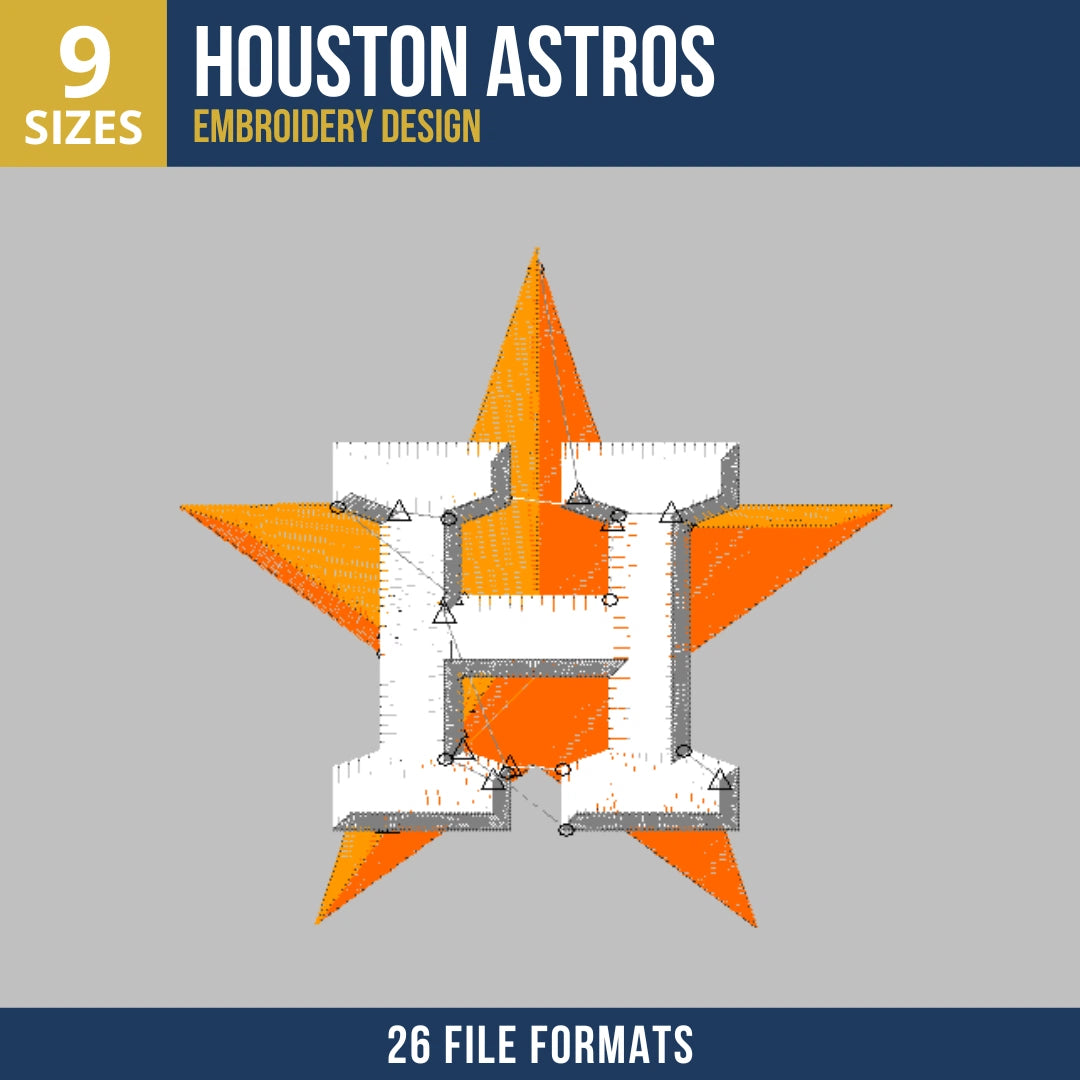 Houston Astros H Star Standalone Embroidery Design