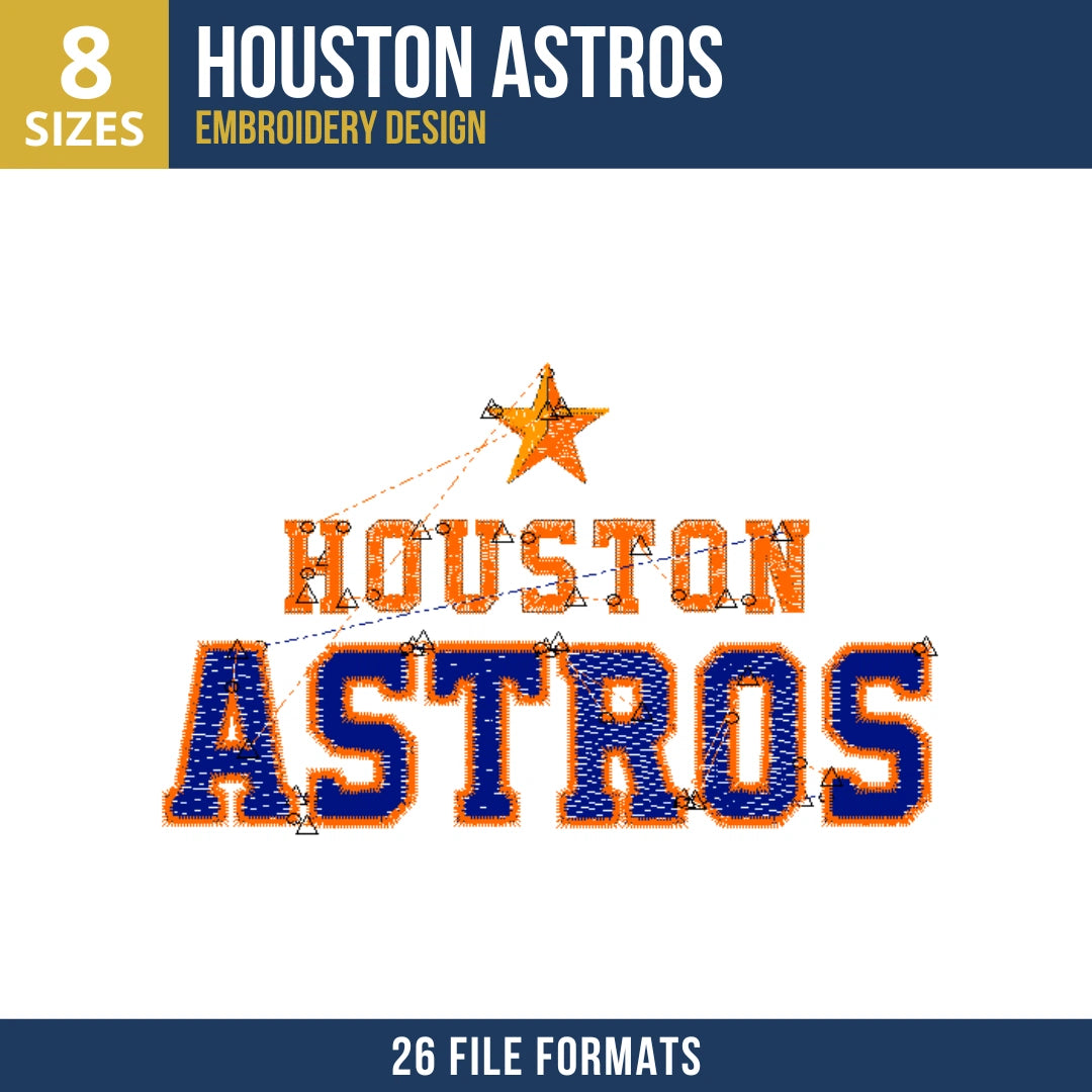 Houston Astros Stacked Wordmark Embroidery Design