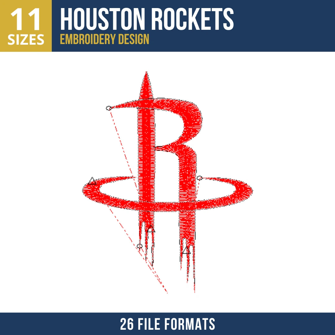 Houston Rockets R Logo Embroidery Design