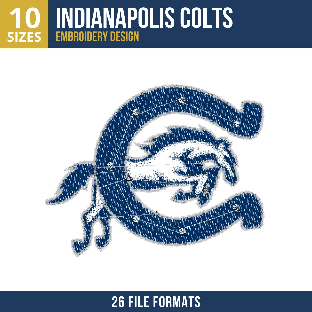 Indianapolis Colts Horseshoe C Leaping Colt Embroidery Design