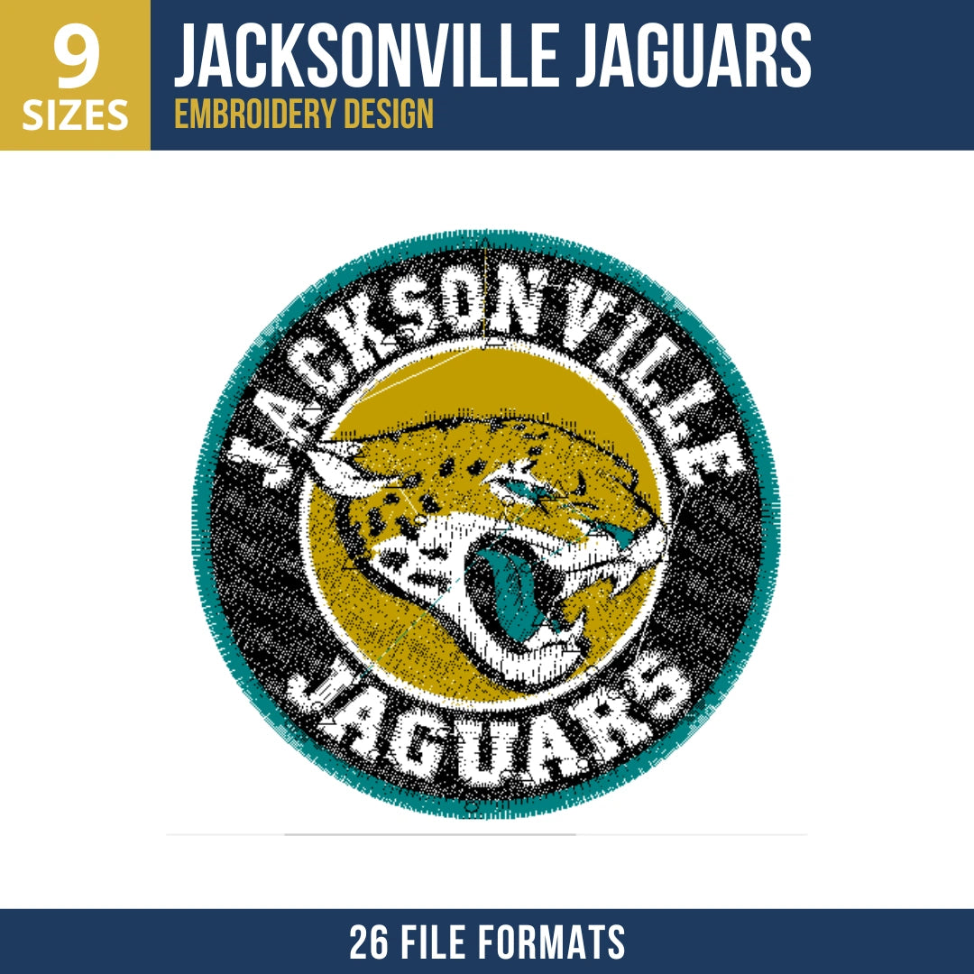 Jacksonville Jaguars Circle Badge Embroidery Design
