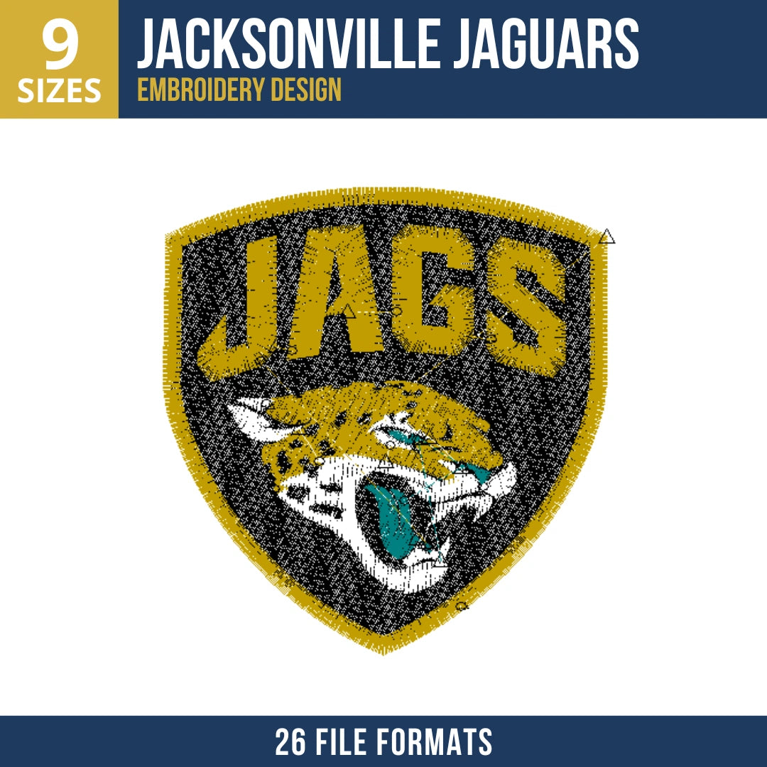 Jacksonville Jaguars JAGS Shield Badge Embroidery Design