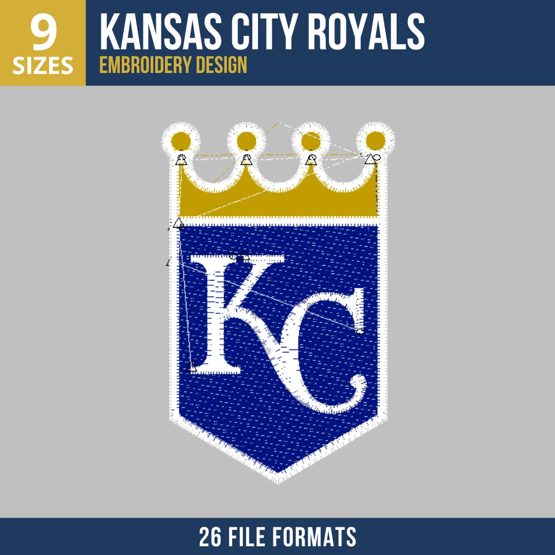 Kansas City Royals Crown Shield Logo Embroidery Design