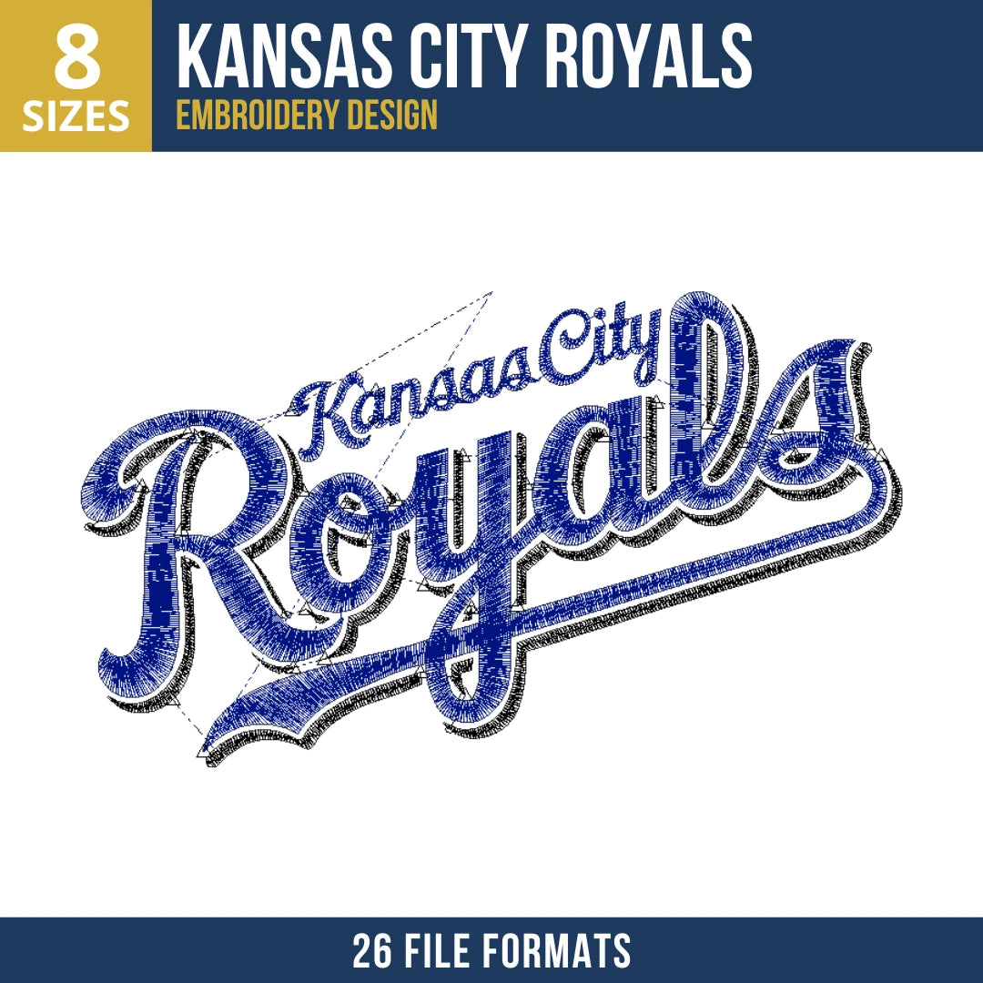Kansas City Royals Stacked Wordmark Embroidery Design
