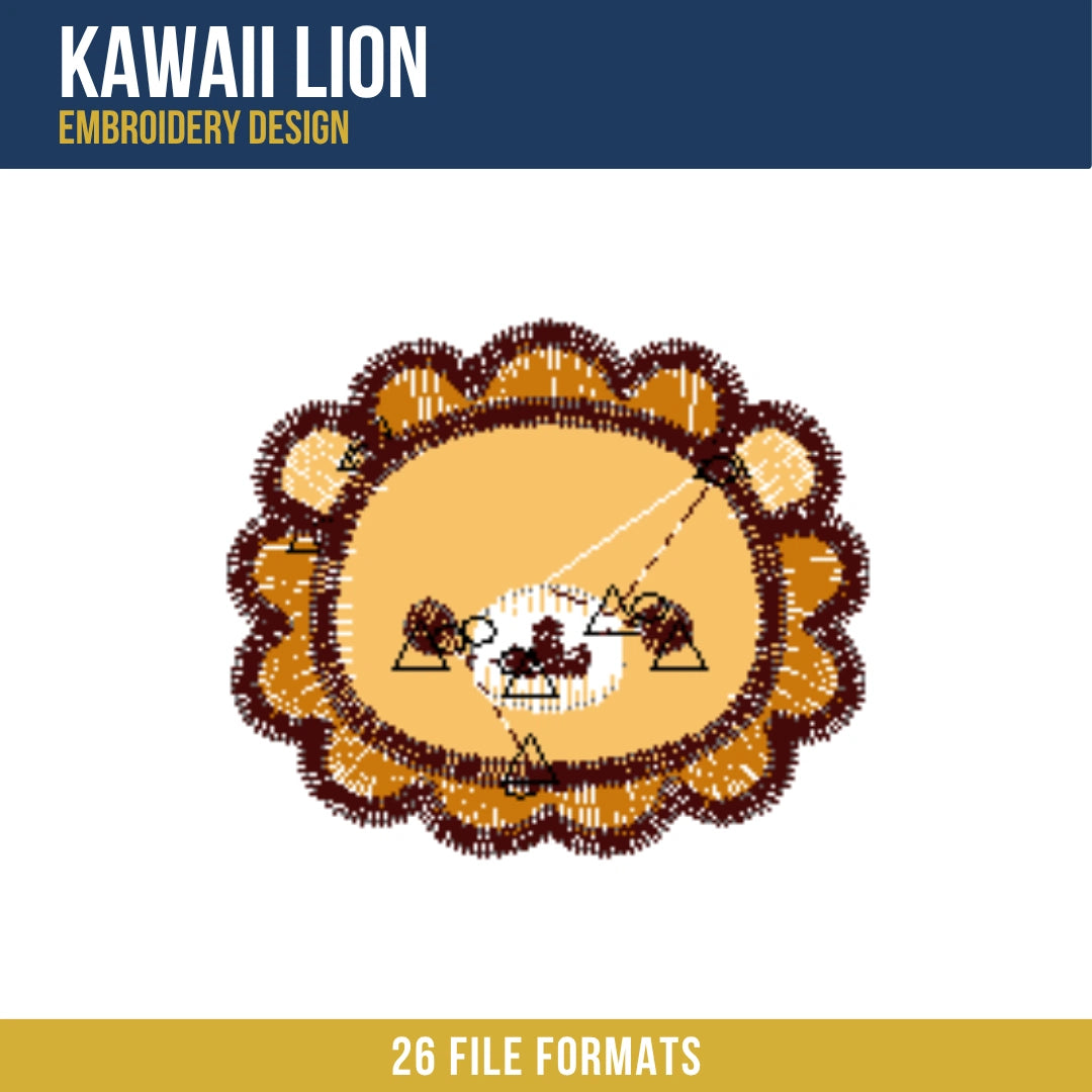 Kawaii Lion Embroidery Design