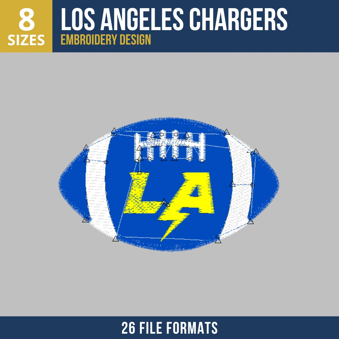 Los Angeles Chargers LA Lightning Football Embroidery Design