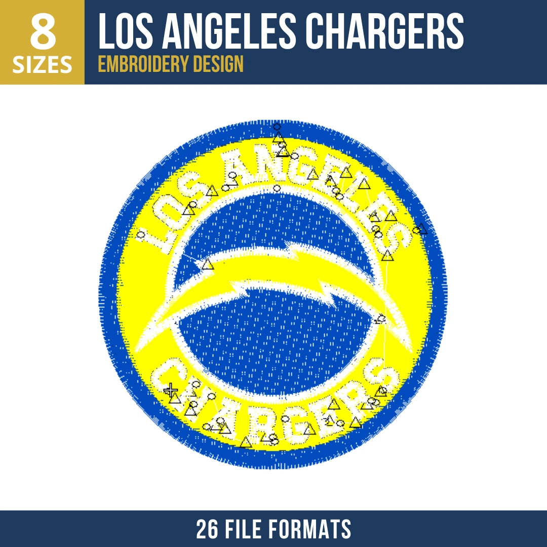 Los Angeles Chargers Circle Badge Embroidery Design