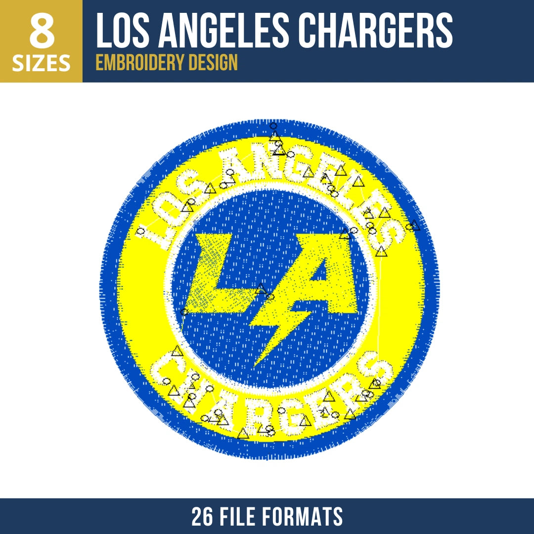 Los Angeles Chargers Circle Badge LA Monogram Embroidery Design