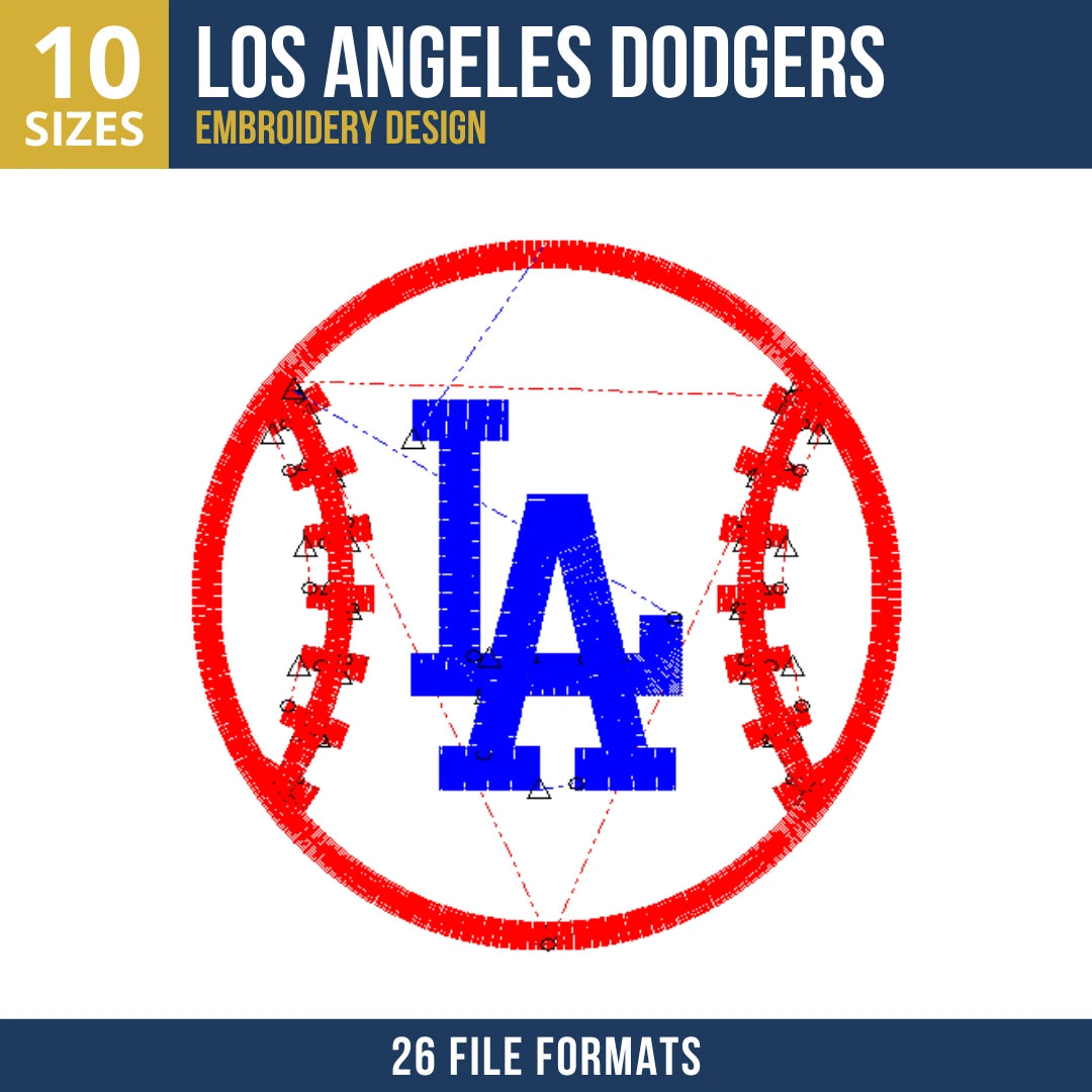 Los Angeles Dodgers LA Monogram Baseball Embroidery Design